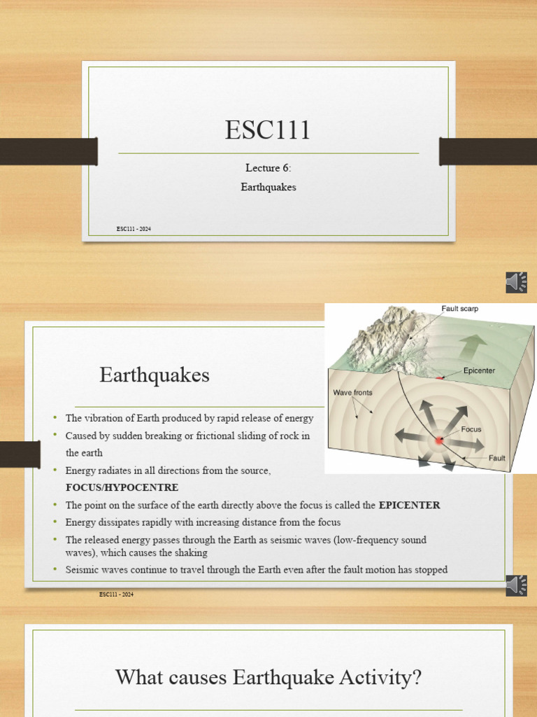 ESC111+Lecture+6+ +earthquakes 1 | PDF | Earthquakes | Fault (Geology)