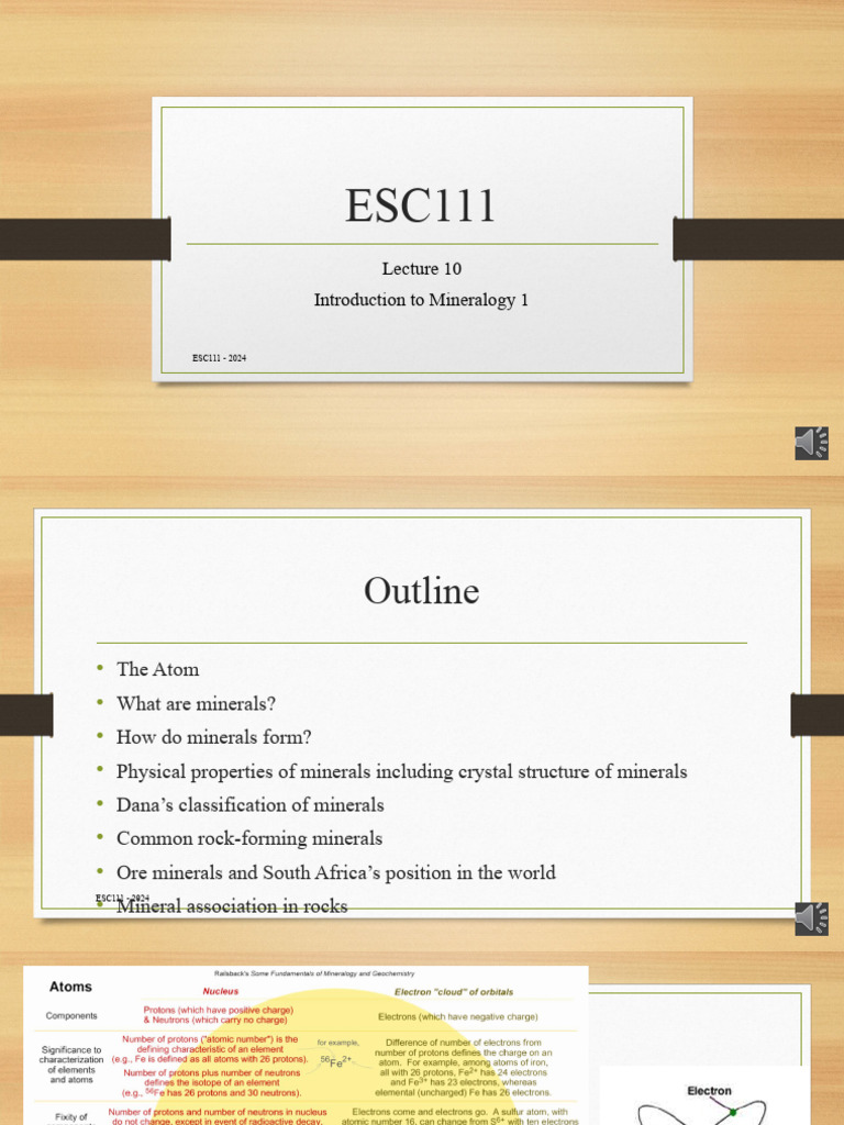 ESC111+Lecture+10+ +Introduction+to+Mineralogy+1 2 | PDF | Minerals ...