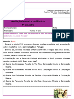 Avaliação de história 1º - 4º ano