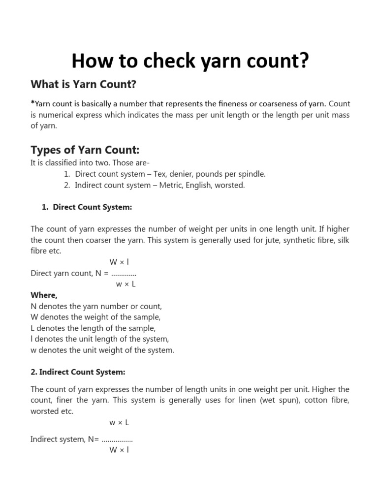 How To Check Yarn Count | PDF