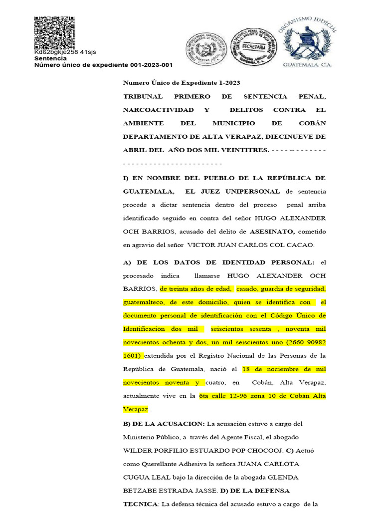 SENTENCIA | PDF | Derecho penal | Evidencia (ley)