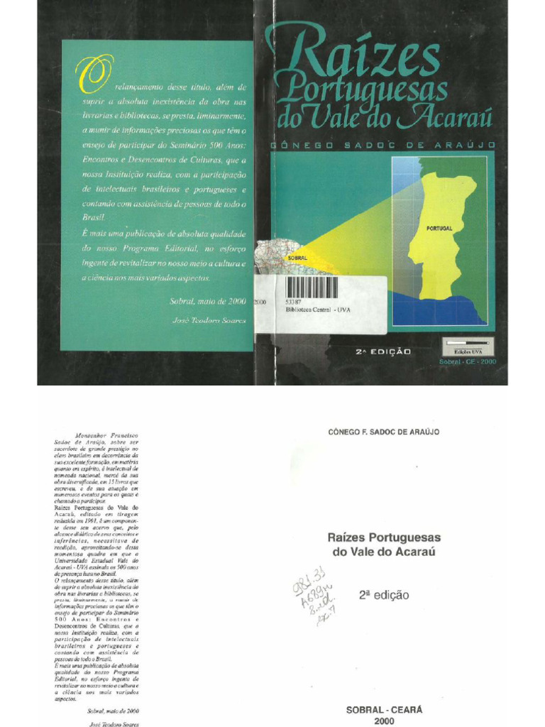 Raízes Portuguesas Do Vale Do Acaraú - Sadoc | PDF