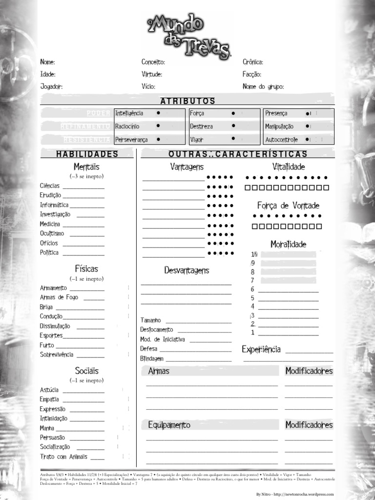 Ficha mundo das trevas completavel e salvavel nitro pdf