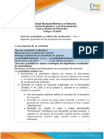 Guia de Actividades y Rúbrica de Evaluación-Unidad 1 - Fase 1 - Aspectos Generales de Los Proyectos de Inversión