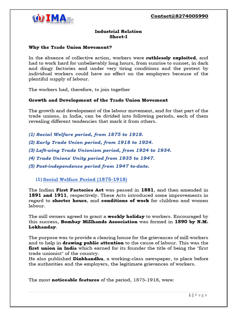 Trade Union Sheet-1 | PDF | Cost Of Living