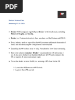 Docker MasterClass Summary