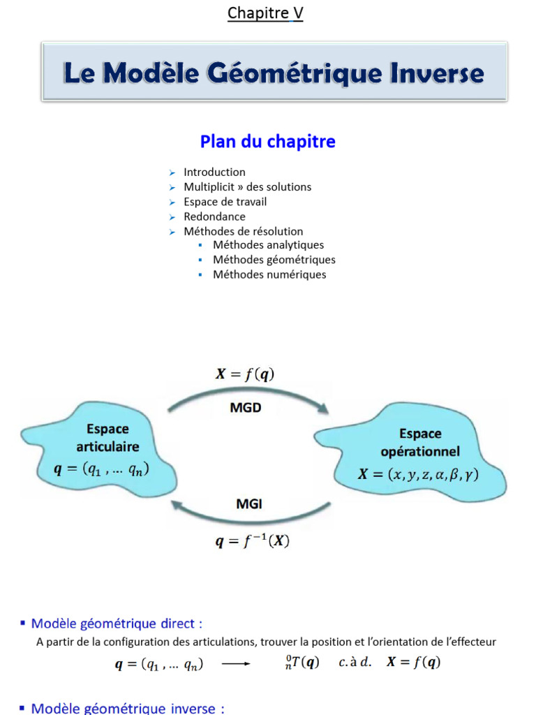 Modèle Géométrique Inverse en Robotique | PDF | Équations | Mathématiques