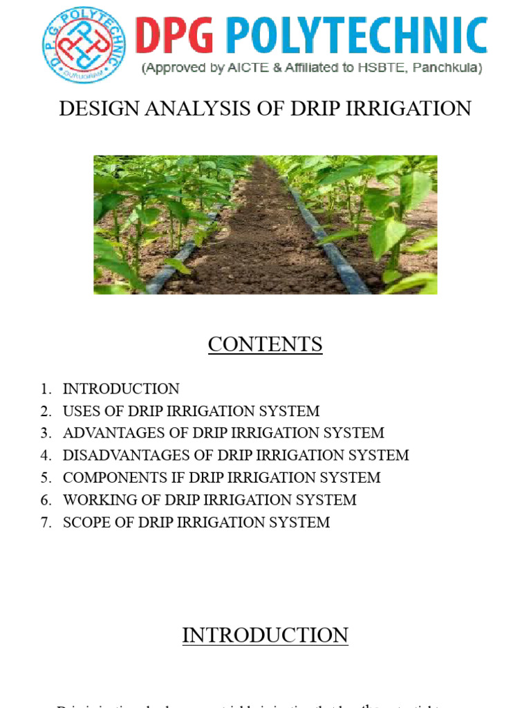 Drip Irrigation System Design Analysis | PDF | Irrigation | Water And ...