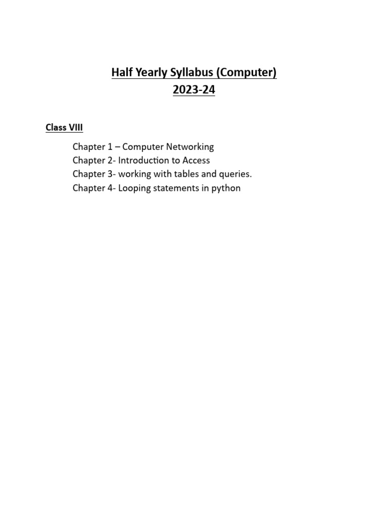 Class 8 Syllabus 23 24 Pdf