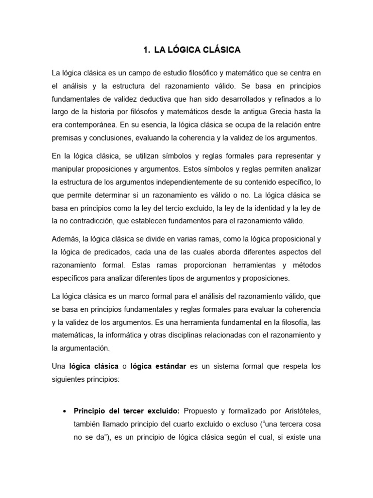 LA LÓGICA CLÁSICA PDF Razonamiento deductivo Lógica matemática