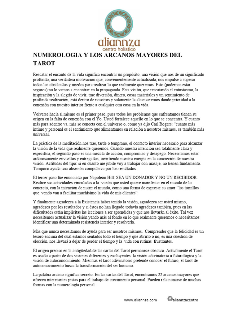 Numerología y Arcanos Mayores del Tarot | PDF | Tarot | Arcanos Mayores