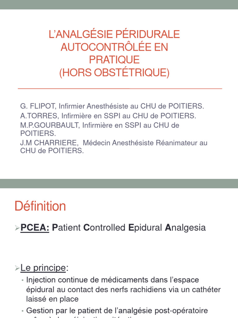 PCEA en Pratique | PDF | Anesthésie | Médecine clinique