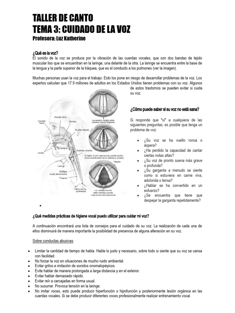 Cuidado de la Voz: Consejos Esenciales | PDF | Laringe | Canto