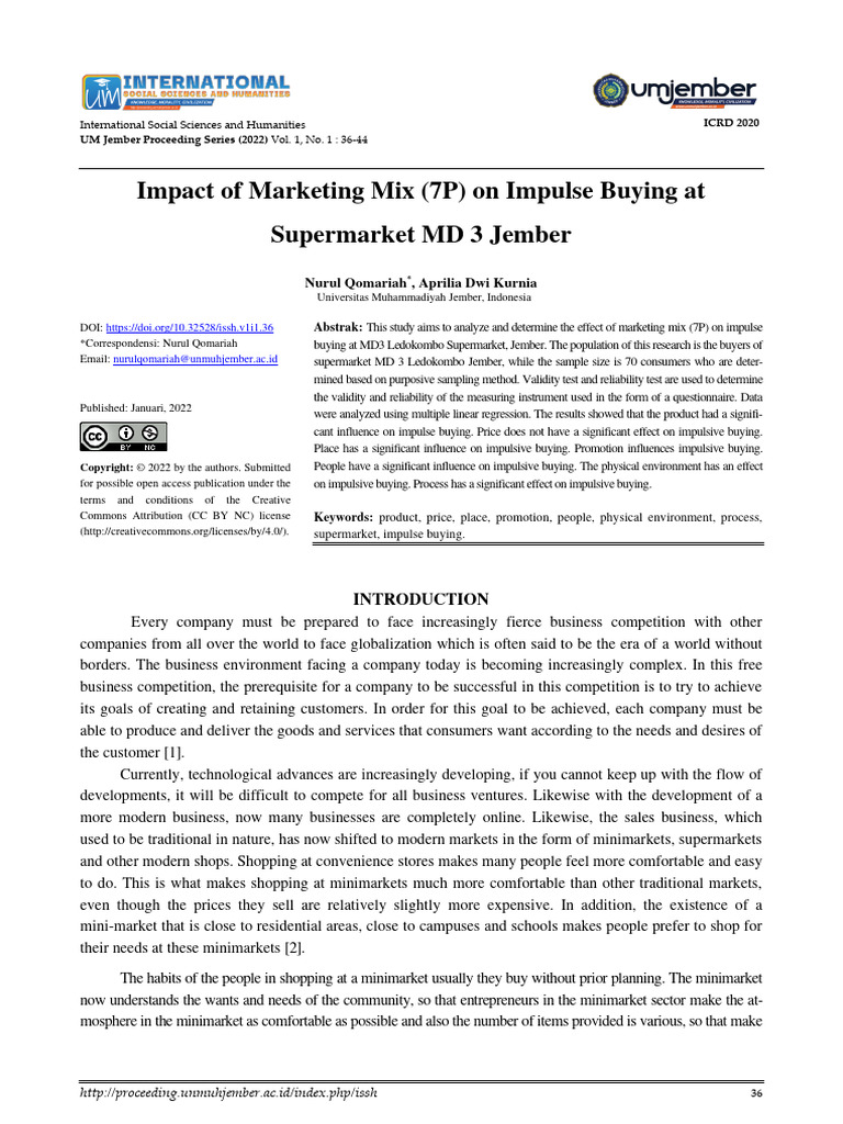 Impact of Marketing Mix 7P On Impulse Buying at Su | PDF | Convenience ...