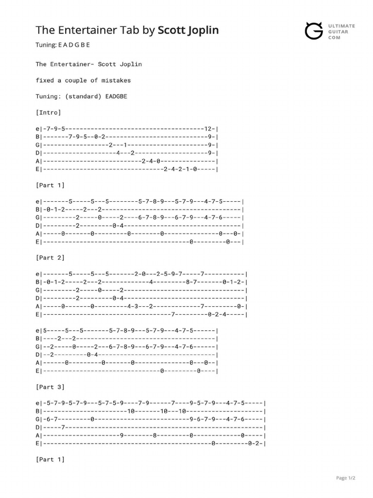 The Entertainer Tab PDF