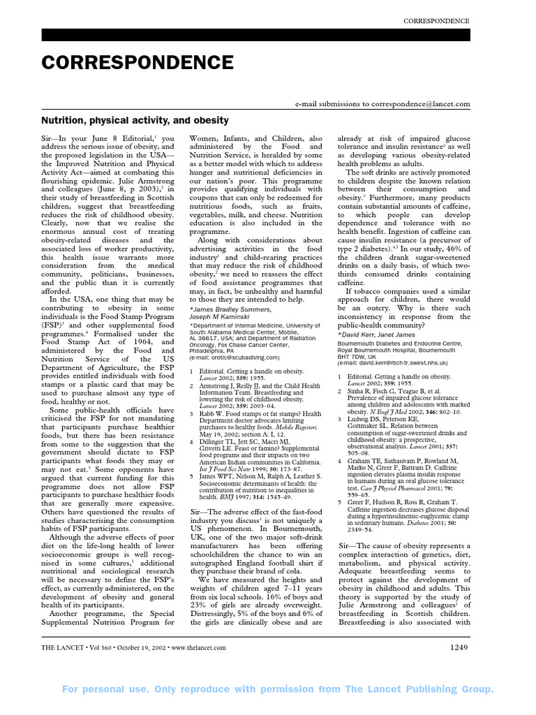 Nutrition Physical Activity And Obesity Lancet Pdf Obesity