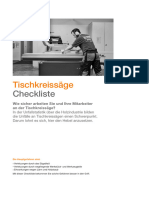 Tischkreissäge: Checkliste
