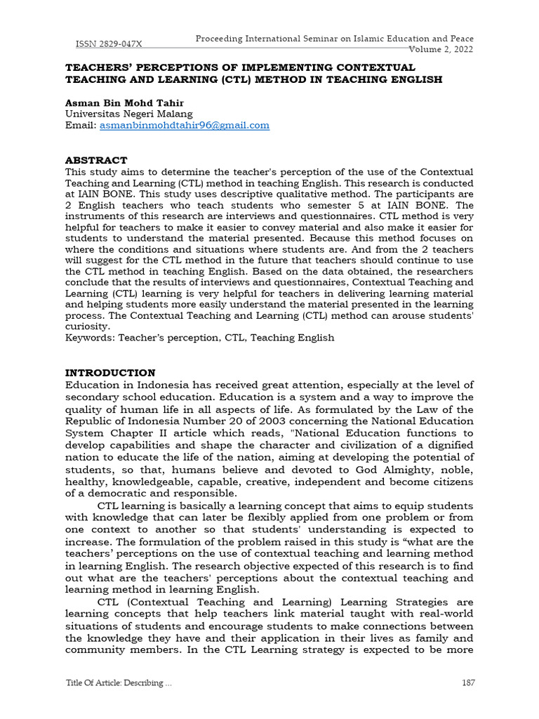 Innovative Methods In Teaching English
