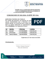 Comunicado #002 - Capacitacion Plataforma Virtual 2024