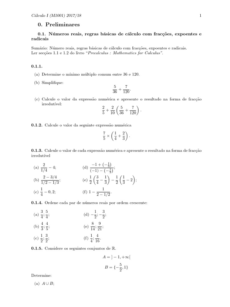 Analise-Real-I Exercicios 2017 18 | PDF | Função (Matemática) | Funções ...