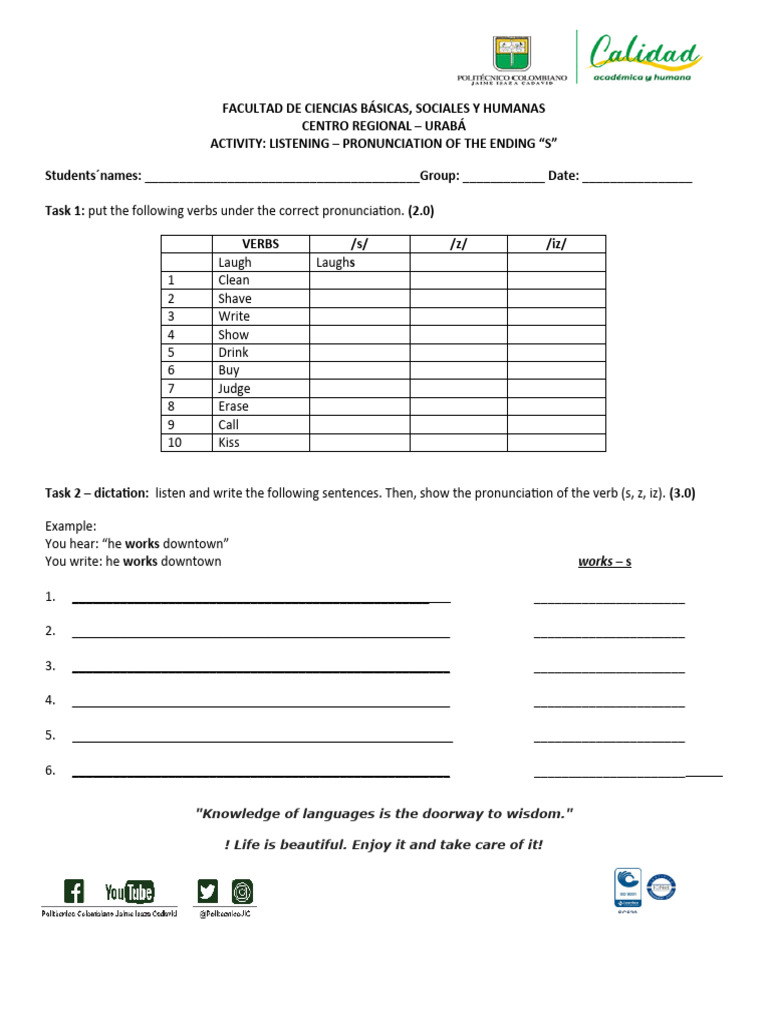 Listening - Third Singular Person | PDF