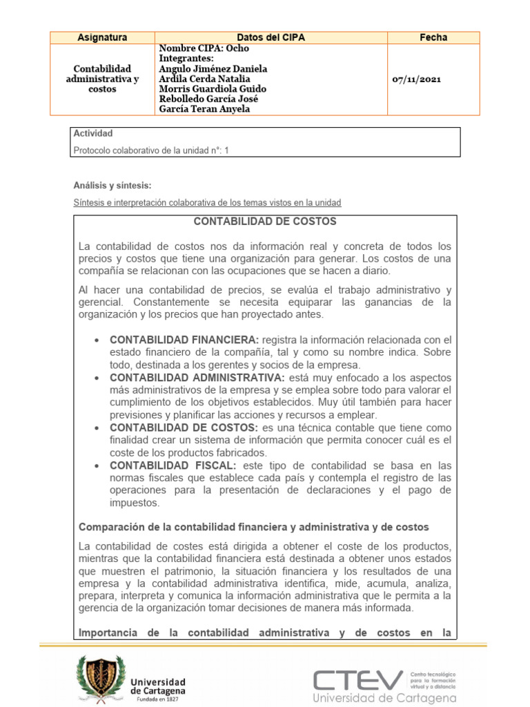 Contabilidad de Costos y Administrativa | PDF | Costo | Contabilidad