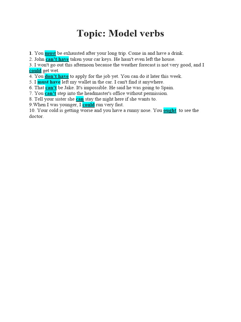 Understanding Model Verbs in Context | PDF
