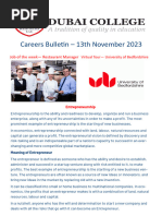 Careers Bulletin 13th November 2023