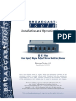Installation and Operation Manual: SS 4.1 Plus Four Input, Single Output Stereo Switcher/Router
