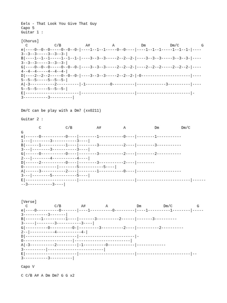 Eels That Look You Give That Guy PDF Songs Recorded Music