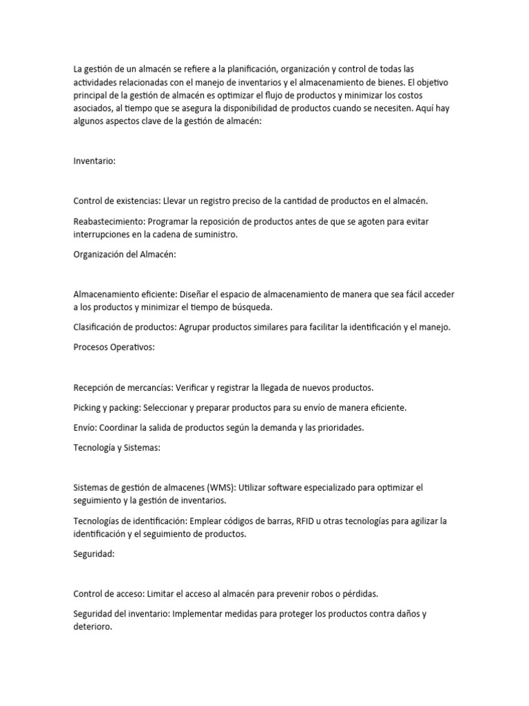 Gestión Eficiente de Almacenes | PDF