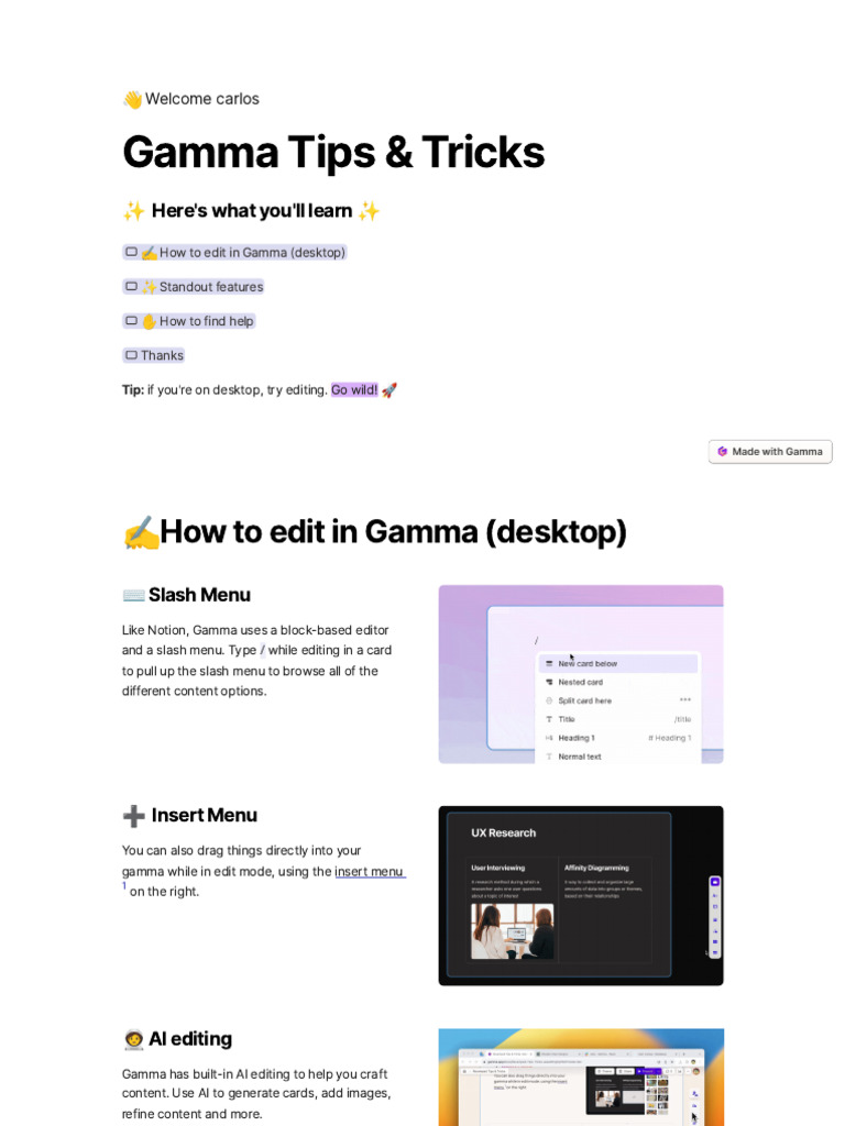 Gamma Tips And Tricks Pdf Page Layout Artificial Intelligence