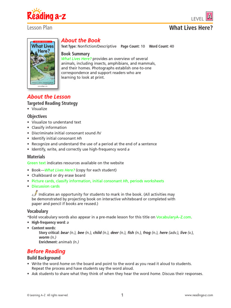 Raz La32 Whatliveshere LP | PDF | Reading Comprehension | Human ...