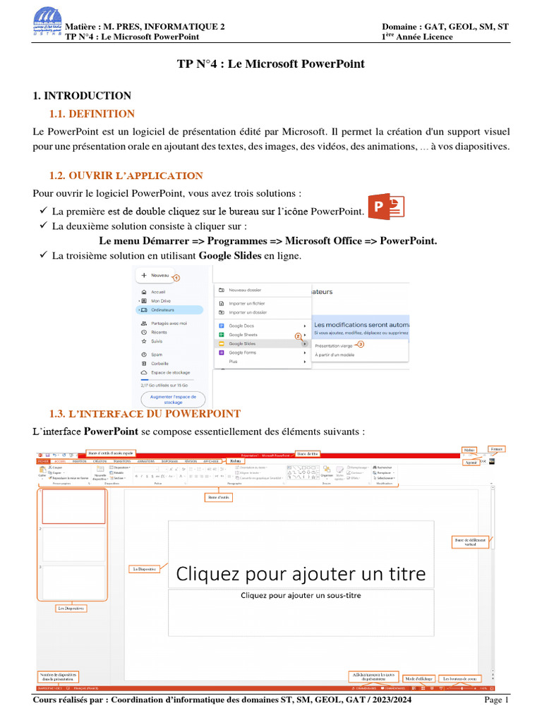 TP PowerPoint : Création et Animations | PDF | Microsoft Powerpoint ...