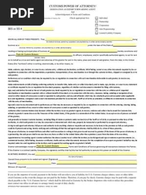Customs Power of Attorney