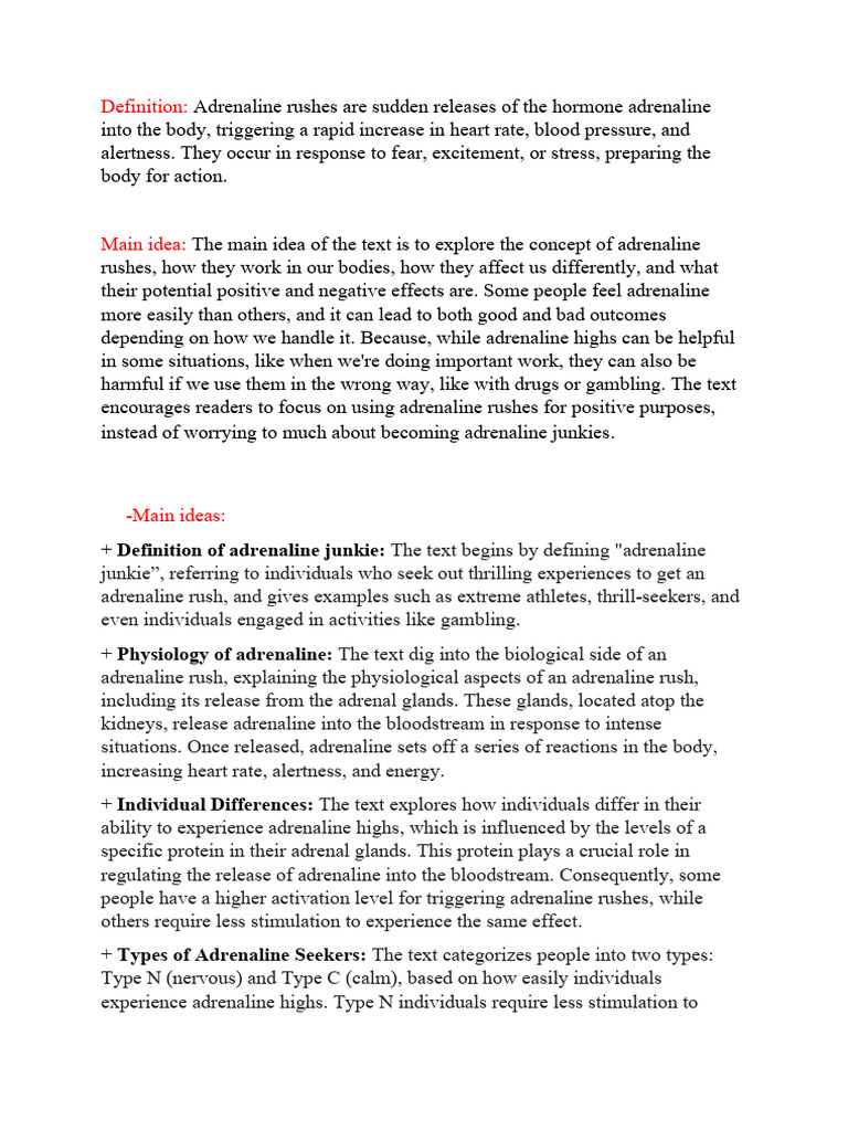 Understanding Adrenaline Rushes and Effects | PDF | Psychology | Physiology