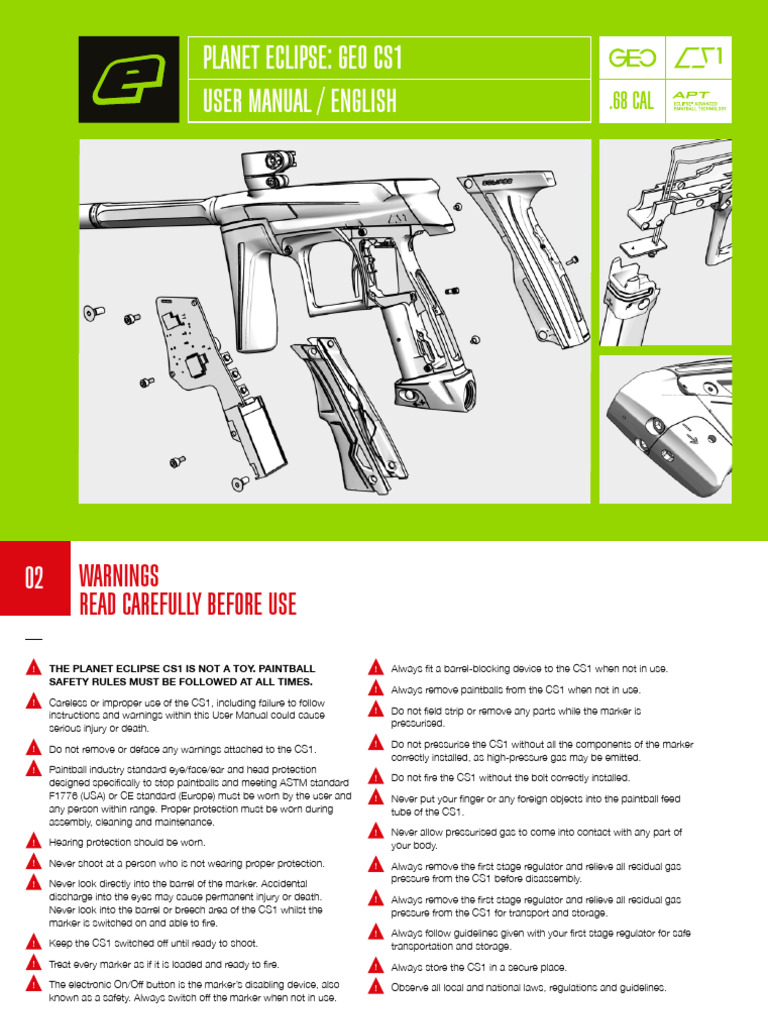 CS1 User Manual and Safety Guidelines | PDF | Trigger (Firearms) | Menu ...