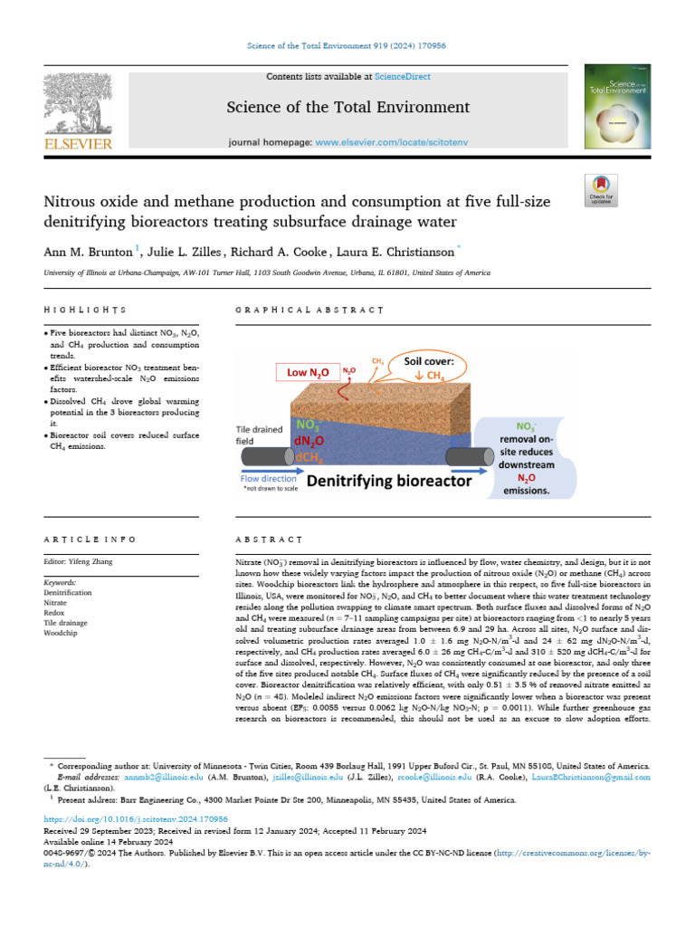 Bioreactor Greenhouse Gas Emissions Study | PDF | Nitrous Oxide ...