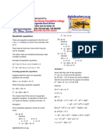 A Level Math Paper 1 Quadratic Equations