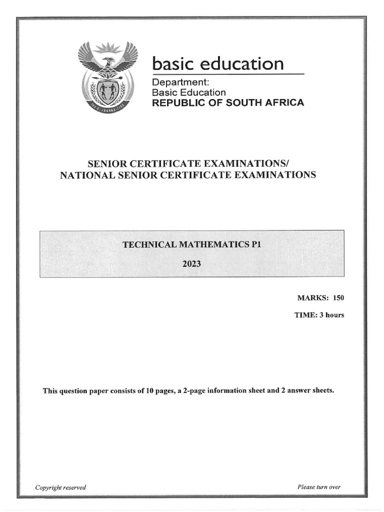 Technical Mathematics P1 May-June 2023 Eng | PDF
