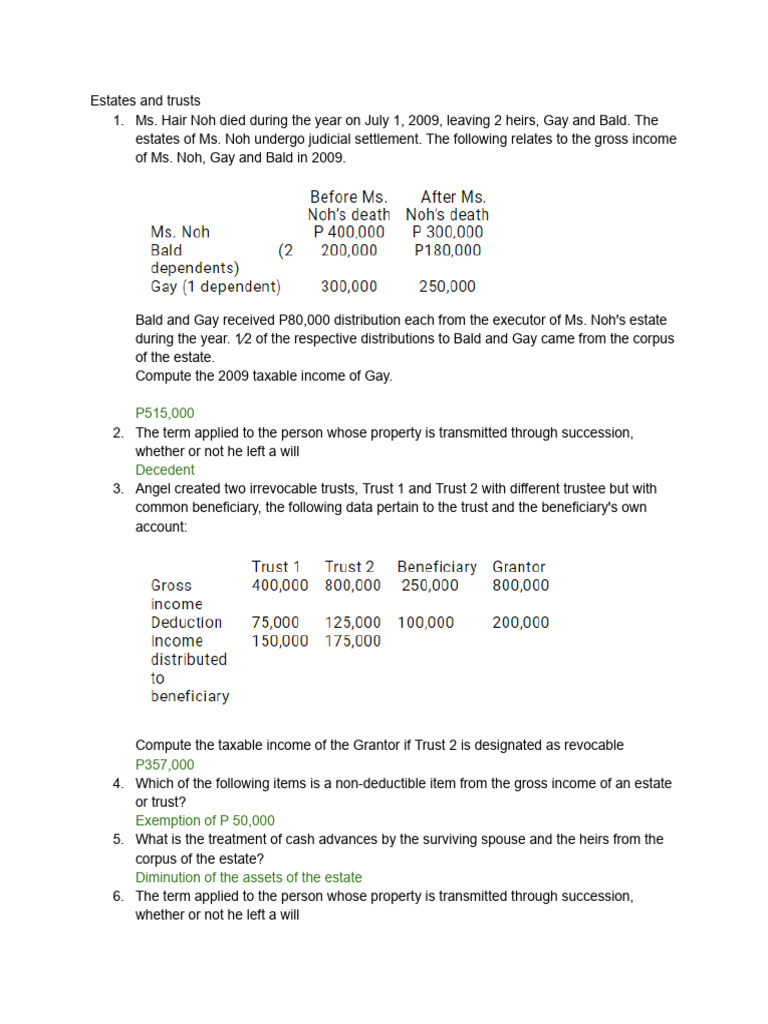 Estates and Trusts | PDF | Taxes | Income Tax