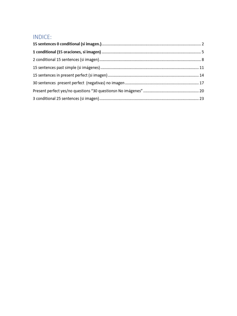 Ejemplos de Oraciones en Inglés: Condicionales y Tiempos Verbales | PDF