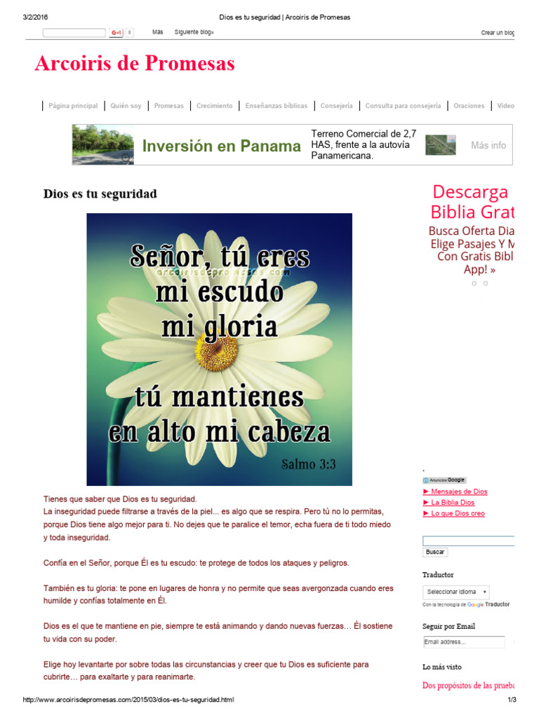 Dios Es Tu Seguridad - Arcoiris de Promesas | PDF