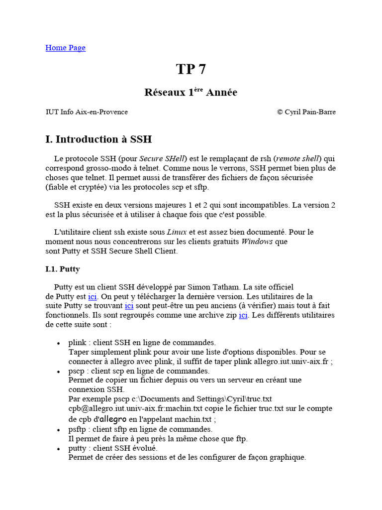 Utilisation de Putty pour SSH et Tunnels | PDF | Enveloppe de ...