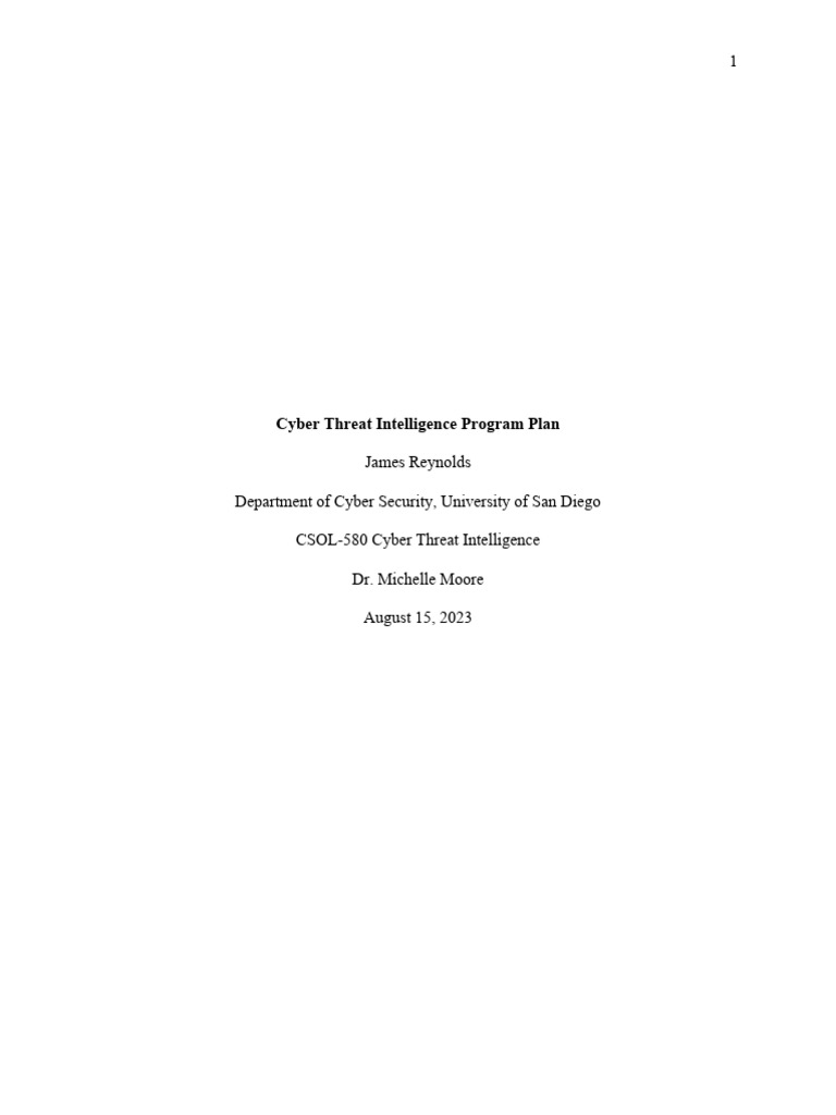 Cyber Threat Intelligence Program Plan | PDF | Security | Computer Security