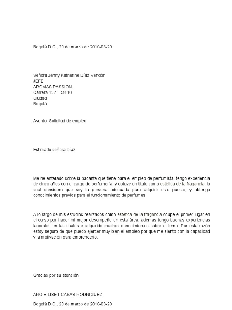 Cartas de Solicitud de Empleo  PDF  Bogotá  Business