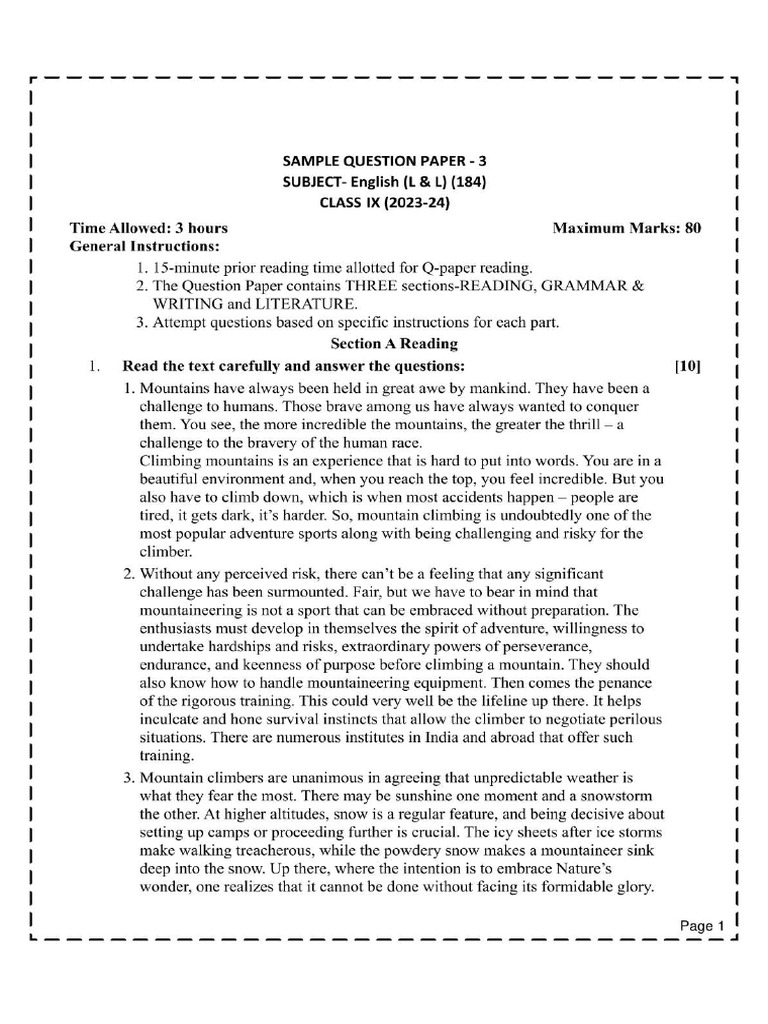 IX English Practice Paper 2 (01.03.2024) | PDF