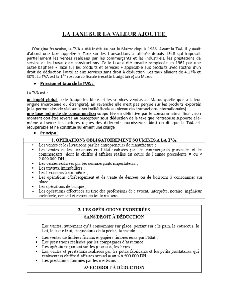 Calcul de la TVA due au Maroc | PDF | Taxe sur la valeur ajoutée ...