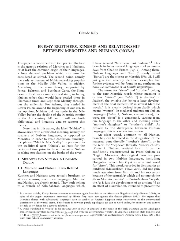 Meroites and Nubians: Language Kinship | PDF | Linguistics