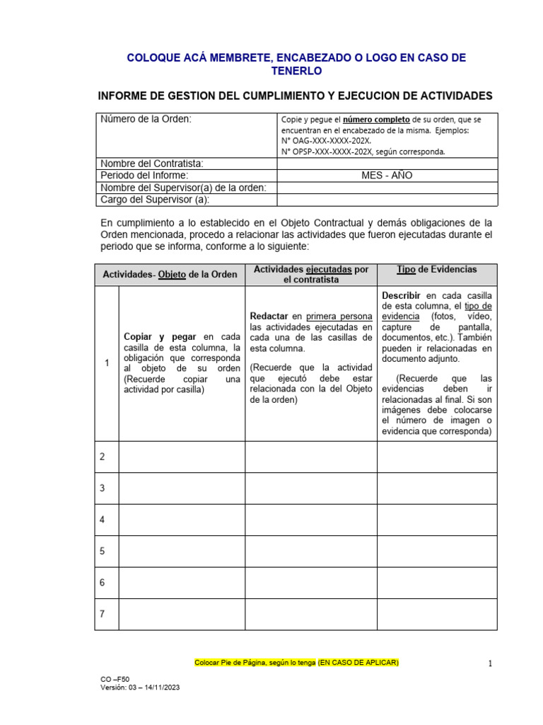 INFORME DE ACTIVIDADES | PDF